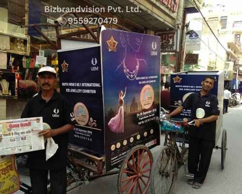 Branded tricycle advertising in pan india by Bizbrandvision Pvt. Ltd. for hyperlocal promotions