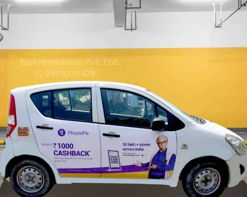 Cab door vinyl wrap branding by Bizbrandvision Pvt. Ltd. with custom graphics and durable material