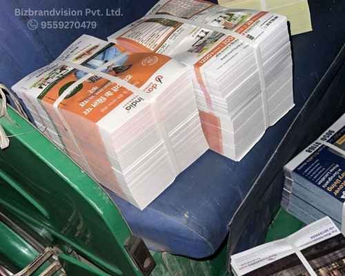 Double-sided leaflet printing by Bizbrandvision Pvt. Ltd. with vibrant colors and professional finish