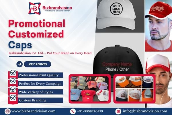 Promotional custom caps with pan India delivery by Bizbrandvision Pvt. Ltd. for corporate and outdoor branding
