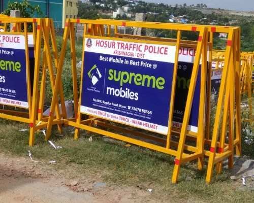Traffic barricade advertising solutions by Bizbrandvision Pvt. Ltd. for road safety and brand visibility